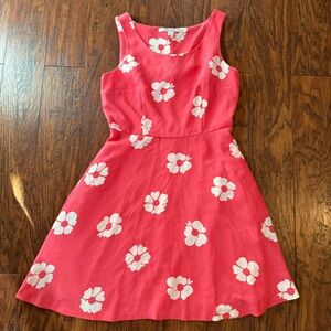 LC Lauren Conrad Women’s 10 Coral Pink Floral Print Sleeveless A-line Dress